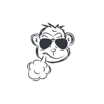 Monkey Wearing Glass Smoking Logo