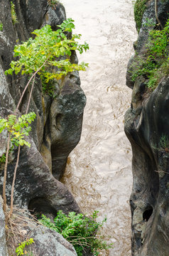 Rocky mountain river gorge at Ob Luang national park in Thailand