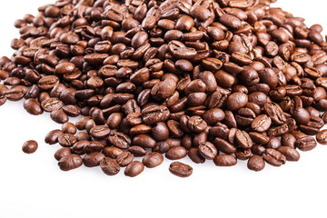 Roasted coffee beans isolate on white background