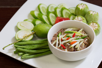 Mango chili paste with fresh vegetable