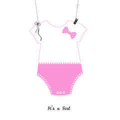 Baby shower invitation.Baby body girl symbol greeting card