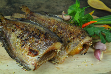 grilled snakeskin fish, Asian food and cuisine