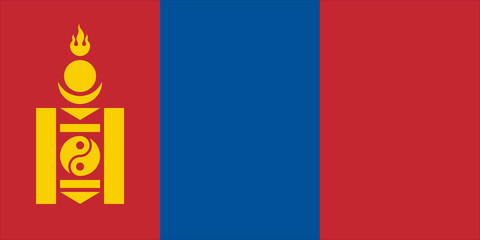 Nice drawing of amazing horizontal Mongolian flag.