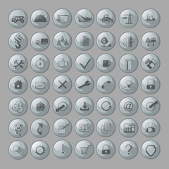 vector illustration, showing 49 icons of the construction site