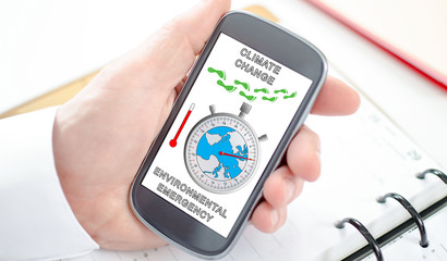 Global warming concept on a smartphone