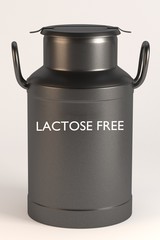 3d render of milk with lactose free sign
