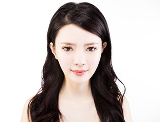 Fototapeta premium closeup young woman face isolated on white