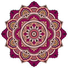 Vector color mandala. Mehndi style.