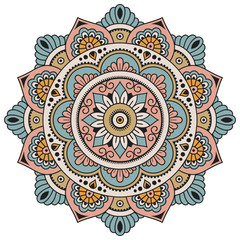 Vector color mandala. Mehndi style.