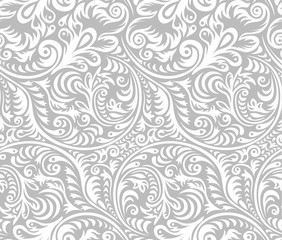 Seamless background pattern. Openwork ornament in grey tones. Vector illustration. - obrazy, fototapety, plakaty