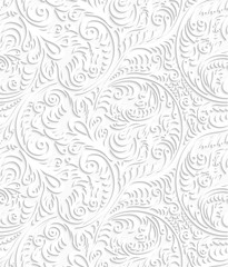 Seamless background pattern. 3d volume openwork white ornament. Vector illustration. - obrazy, fototapety, plakaty