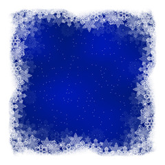 Square Christmas background with openwork snowflakes  border and place for text. Vector illustration.