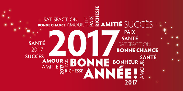 Carte de voeux – bonne année 2017 - rouge.