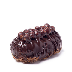 Chocolate cake with hazelnuts isolated.
