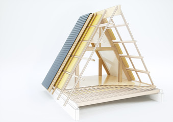 Konstruktionszeichnung eines Daches mit technischen Details - 3D Rendering