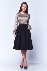 Fototapeta premium Beautiful woman lady spring autumn collection glamor model