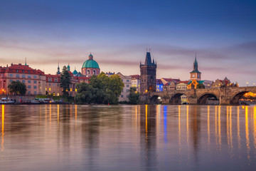 Fototapeta premium Prague at sunrise. Cityscape of Prague, Czech Republic during sunrise.
