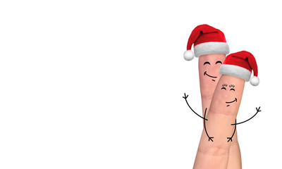 Happy finger family celebrating christmas