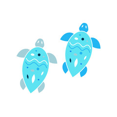 Funny turtles pattern. Vector blue grey and white abstract sea illustration