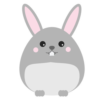 Cute kawaii rabbit, bunny, hare character. Children style, vector illustration