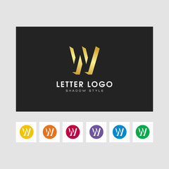 W shadow  letter logo. gold color and some other colors