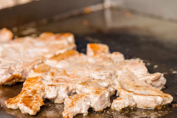 fried pork steak, cooking