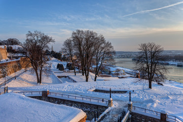 Fototapeta na wymiar view from the top of the fortress in winter