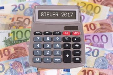 Taschenrechner mit Steuer 2017 und Euro Bargeld