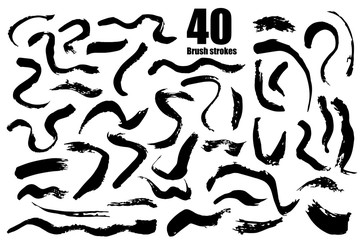 Vector set of different grunge brush strokes.