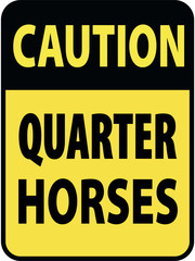 Vertical rectangular black and yellow warning sign of attention, prevention caution quarter horses. On Board Trailer Sticker Please Pass Carefully Adhesive. Safety Products.