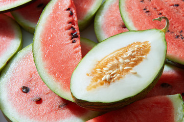 slices of watermelon and melon