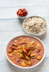 Thai yellow curry with chicken and rice