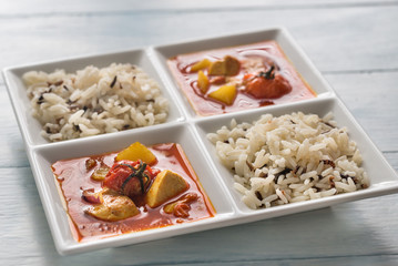 Thai yellow curry with chicken and rice