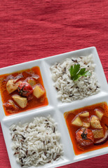 Thai yellow curry with chicken and rice