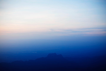 Sky with mist on the mountains.