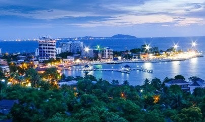 Editorail ; Bangsean bay view from Sammuk mountain hill Chonburi Thailand, May 25th 2013 every...