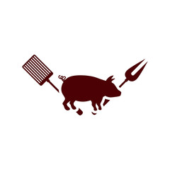Grill and pork meat icon. Bbq menu steak house food and meal theme. Isolated design. Vector illustration