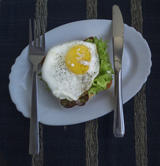Fried egg with toast.
