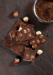 Hazelnut chocolate bars and cacao cup.