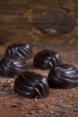 Assorted bitter chocolates.