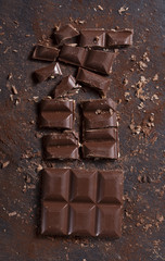 Broken chocolate bar.