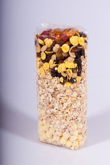 Muesli in a transparent package