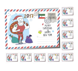  New Year Postcard Christmas muscle santa 2017 