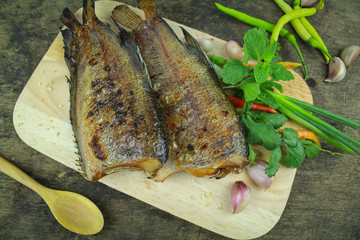 grilled snakeskin fish, Asian food and cuisine