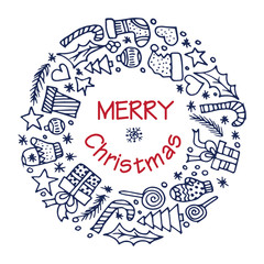 Christmas wreath with different symbols.