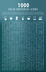 Set of 1000 Universal Solid Icons. Isolated Elements.