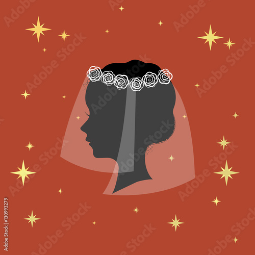 "Bridal veil icon in cartoon style isolated on white background. Bride