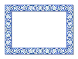 Frame design with typical portuguese decorations called "azulejos"