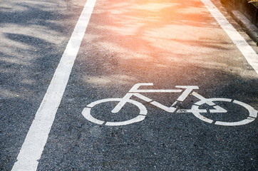 Fototapeta premium Bicycle lane sign. Exercise and transport concept.