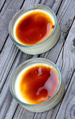 Creme brulee in a porcelain bowls